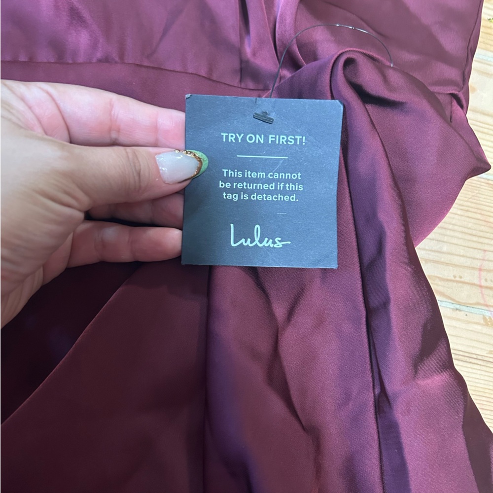 Lulus Classic Elegance Wine Satin Sleeveless Mock Neck Maxi Dress - Picture 5 of 12